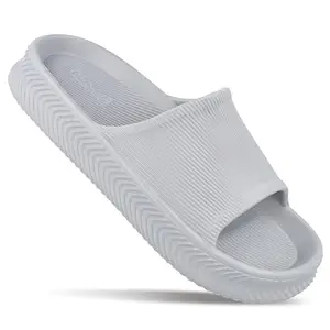 WALKAROO Eva Sliders for Men|Trendy |Light Weight and Comfortable|WC8737 - Light Grey