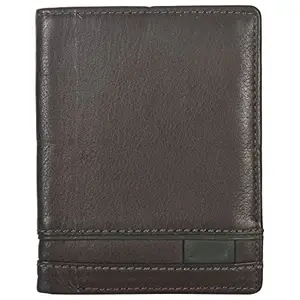 Leatherman Fashion LMN Genuine Leather Men Maroon Green Wallet 54052(9 cc Card Slots)