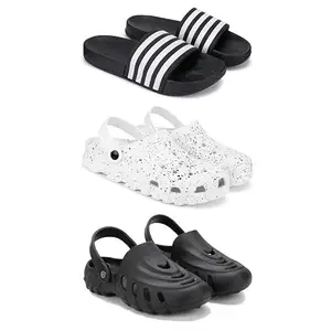 Lightweight Classic SliderSandals with Clogs for Men-Combo(3)-3024-3057-3138-9 Black-412