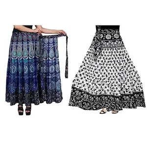 Payuri Fashion Women's Combo Jaipuri Maxi Skirt, Sanganeri Print, Rajasthani Jaipuri Traditional Long Fashion Skirts.