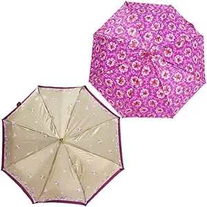 Rainpopson 3 Fold Office Umbrella for Women & Men (Multicolour) - Combo of 2 (FR_808)