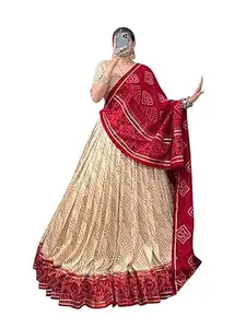 Women's Trending Designeer Dola silk Lehenga Choli Dola silk Digital Print with Foil Work With Unstitched Blouse Digital Print Adorned with Foil Work For Navrati