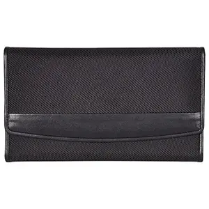 LMN Genuine Leather Black Wallet for Women 614505 (10 Credit Card Slots)