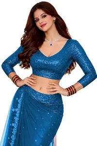 Arya Creation Saree Blouse for Women Long Sleeve Readymade Stylish Sequin Embroidery Designer Choli with Sequence Work Back Hook