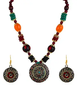 YouBella Jewellery set for Women Tibetan Pendant Necklace with Earrings for Women & Girls (Gift) Tribal Necklace Jewellery Beads Necklace