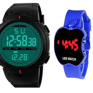 VIN®Combo of Vin- 84 Black Sports Shockproof Multi-Functional Automatic Watch & Blue Digital Sports Watch for Men's Kids Watch for Boys