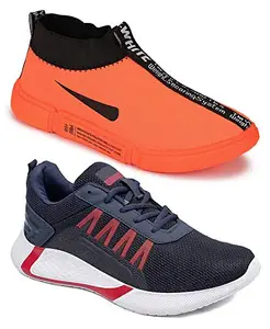 WORLD WEAR FOOTWEAR Multicolor Men's Casual Sports Running Shoes 6 UK (Pack of 2 Pair) (2A)_9217-9311