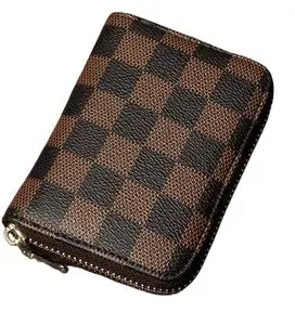 Brajin Credit/Debit Card Holder 11 Slot PU Leather Small Zipper Wallet for Men & Women (Brown)