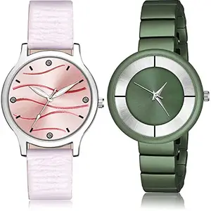 NEUTRON Stylish Analog Pink and Green Color Dial Women Watch - GM387-G636 (Pack of 2)