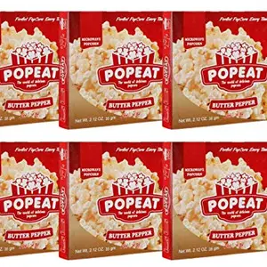 PopEat Butter Pepper Microwave Popcorn (Pack of 6 X 35 Grms)