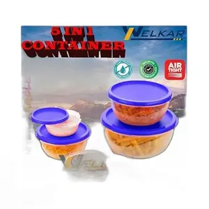 Kitchen Container |250+450+800+1400+2500 ml| Stackable Refrigerator Organizer for Fresh Food Storage | BPA-Free Kitchen Solution|Design - 4938 for Home and Kitchen