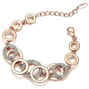 Valentine Gift By Shining Diva Crystal Charm Bracelet for Women and Girls (Rose Gold) (vg9556b)