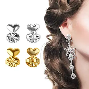 Kresal Earring Backs Lifters - Magic Bax 2 Pairs Earring Backs Set Adjustable Hypoallergenic Safety Locking Stud Earring Lifts Accessories for Women and Girls - (1 Silvery, 1 Gold)