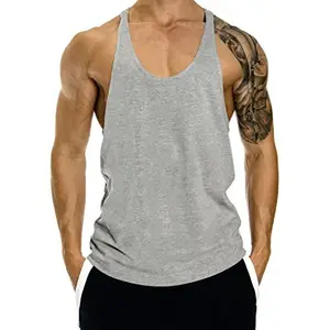 THE BLAZZE 0001 Men's Gym Tank Gym Tank Stringer Tank Tops for Men Gym Vest for Men Sleeveless Bodybuilding Gym Tank Tops for Men (X-Large(40�-42"), H - Grey)