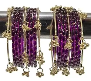 kashmiri ghangharoo glass bangle Set For Women And Girls | Light Weight Bangles | Traditional Transparent Fancy Glass Chudi Set for Wedding, Party (18 Bangles)