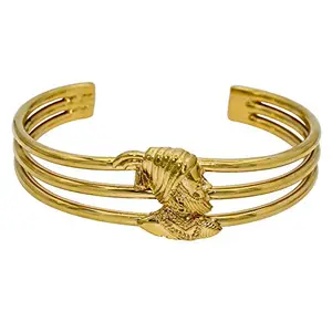 Memoir Brass high gloss Shivaji kada cuff bracelet thick heavy free size Fashion jewellery kadaa for Men (KDMI5621)