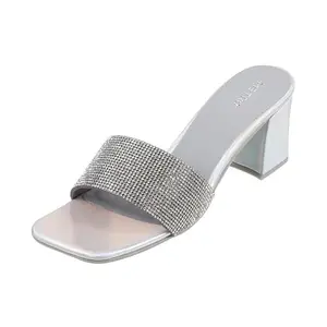 Metro Women Silver Block Heel Fashion Sandal UK/8 EU/41 (35-799)