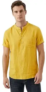 OM DESIGNER Stylish Men’s Cotton Short Kurta Regular Fit Half Sleeves Solid Traditional Casual Wear with Front Pocket Lightweight Summer Comfort for Men