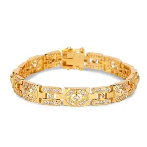 Cozzy Collection's Men's Gold Plated American Dimond Bracelet - Mens & Boys Stylish and Versatile Accessories for Everyday Elegance-Color-Golden