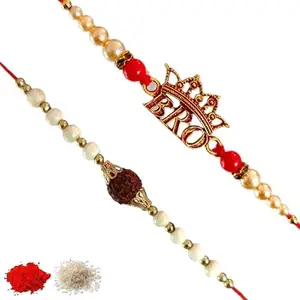 Rakhiya.com Designer Rakhi set of two, Multicolour rakhi, combo of two (set of 2), With Roli Chawal Packet 0346