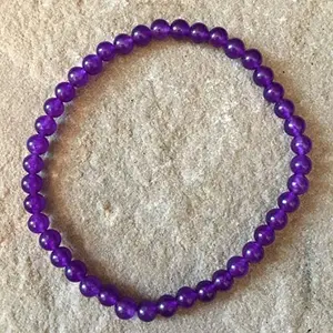 LKBEADS Natural Amethyst 4mm Round Shape Smooth Cut Beads 7 inch Stretchable Bracelet for Men & Women|STBR_RR_00356_70