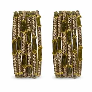 Srijman Creation Traditional Stone-Studded Glass Bangles for Women (Pack of 12) | Elegant Ethnic Churi Set | Multiple Colors | Sizes 2.4, 2.6, 2.8
