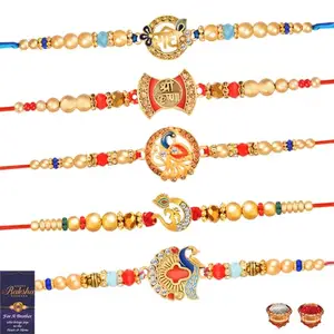 De Marquis 5 Rakhi Combo Set For Brother | Rakshasutra Combo Set of 5 for brother/bhai/bhaiya/bhabhi/sister/kids, Happy Rakshabandhan (Pack of 5 Rakhi)