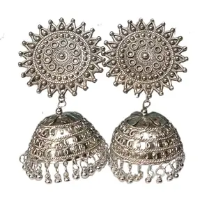 Traditional Silver Plated Light Weight Jhumki Earrings