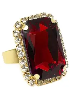 FANCY RING WITH RED STONE IN RECTANGULAR SHAPE FOR WOMEN AND GIRLS