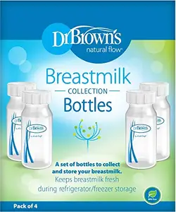 Dr. Brown's Breastmilk Collection Plastic Bottles 4 Oz 4 Count (Pack of 4, White)
