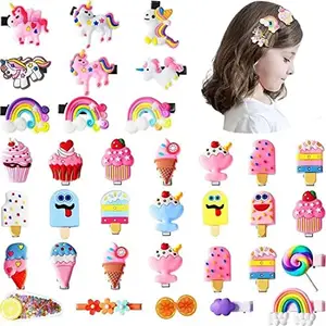 Styling fashion 20 pcs Rainbow Unicorn Ice Cream Hair Clips Set Baby Hairpin For Kids Girls Toddler Barrettes Hair Accessories Hair Clip (Multicolor)