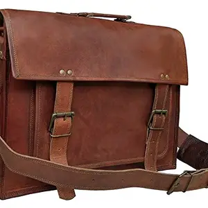 Znt Bags Unisex 15 inch Genuine Leather Laptop Office Messenger Bag (Brown)