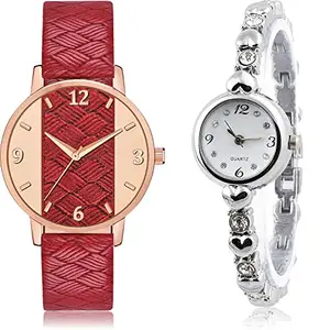 NEUTRON Designer Analog Red and White Color Dial Women Watch - GM399-G453 (Pack of 2)