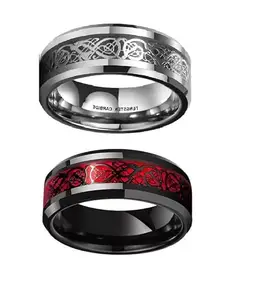 Men Valentine Smart Temperature Combo Ring Silver & Black (IR7107)