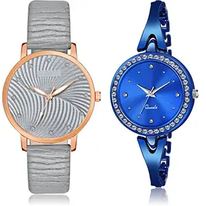 NEUTRON Luxury Analog Grey and Blue Color Dial Women Watch - GM385-GL270 (Pack of 2)