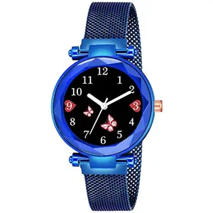 Talgo Alluring Analogue Black Dial Blue Magnet Strap Graceful Stylish Wrist Watch for Women, Pack of 1 - GEN-Butterfly-BLK-BLM