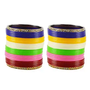 MAYA FASHION Multi Stone Acrylic-Brass Bangle Elegant Extra Large Size Bangle | Perfect Fit for Plus Size banglesTrendy and Comfortable Fit for woman and girls | (Sku-ban1648)