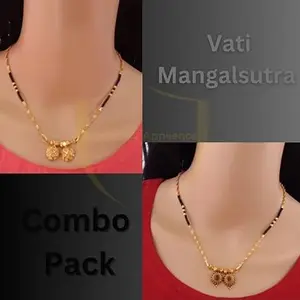 2 pcs combo Pack Ethnic Gold Jewelry's Mangalsutra Pendant Tanmaniya(18 Inch) Brass Mangalsutra hA_188&193