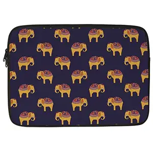 Crazyify Cute Elephant Printed Laptop Sleeve/Laptop Case Cover/Laptop Bag (11-15.6 inch) with Shockproof & Waterproof Linen On All Inner Sides | MacBook/Laptop Sleeve for Men & Women