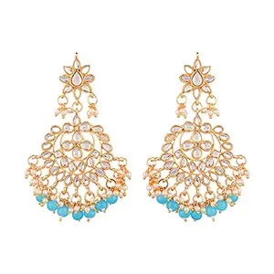 Amazon Brand - Anarva Women's Crystal Chandbali Earrings, Blue