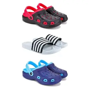 Lightweight Classic Clogs || Sandals with Slider Adjustable Back Strap for Men-Combo(3)-3017-3026-3019-8 Blue(COMBO(3)-3017-3026-3019-8_BZ)
