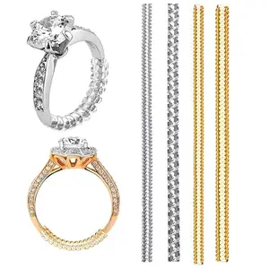 Fashion Frill Ring Sizer Adjuster For Loose Rings For Women Men Ring Tightener Resizer Fit Spiral Silicone Adjuster for Loose Rings Pack of 4 (3 Size -2mm, 3.5mm, 5mm)