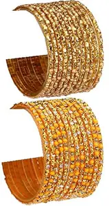 Colorful Glass Bangles/Kada Set Combo Ornamented with Colourful Chips & Beads_Bridal1978 (AkBang2-AAEC1.c_bang)