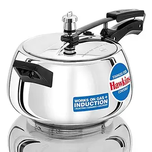 Hawkins Stainless Steel Contura Induction Compatible Inner Lid Pressure Cooker, 5 Litre, (SSC50)