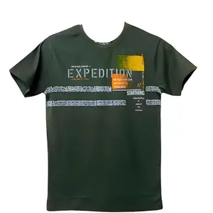 Men Printed Round Neck Regular Fit Half Sleeves T-Shirt || Bottle Green, Size: M