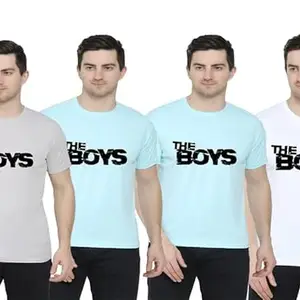 The Boys Men's Round Neck Regular Dry Fit Gym Sports T-Shirt (Combo Pack of 4) White