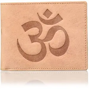 Tamanna Men Tan Genuine Hunter Leather Wallet (8 Card Slots) Big Coin Pocket with Hindu OM Sign. … (LWM154-TM)