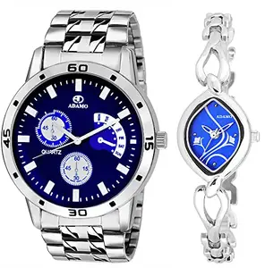 ADAMO Designer Couple Combo Wrist Watch 108-2455SM05