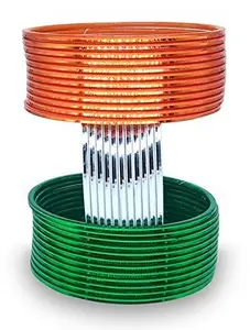 BANGLESKART Tiranga Color Metal Bangles for Women Indian Flag Chudiya Girls Tricolor Plain Shining Chudi Set for Ladies, Independence & Republic Day (2.6)