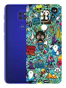 AtOdds - Moto G9 Mobile Back Skin Rear Screen Guard Protector Film Wrap with Camera Protector (Coverage - Back+Camera+Sides) (Graffiti)